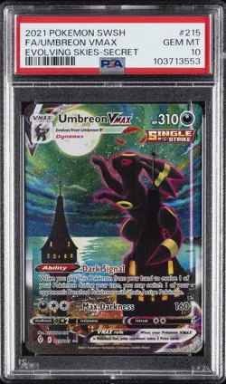 2021 POKEMON SWORD & SHIELD EVOLVING SKIES SECRET FULL ART/UMBREON VMAX PSA 10 - Image 1