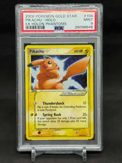 2006 POKEMON GOLD STAR PIKACHU HOLO EX HOLON PHANTOMS #104 PSA 9 AL2 - Image 1