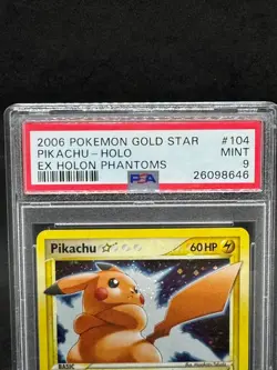 2006 POKEMON GOLD STAR PIKACHU HOLO EX HOLON PHANTOMS #104 PSA 9 AL2 - Image 2