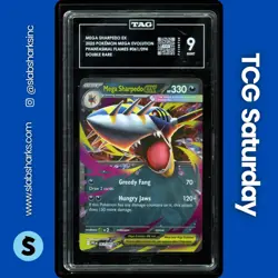 2025 POKEMON PHANTASMAL FLAMES #061/094 MEGA SHARPEDO EX DOUBLE RARE TAG 9 - Image 1