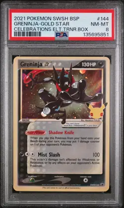 2021 POKEMON SWSH BLACK STAR PROMO #144 GRENINJA-GOLD STAR PSA 8 - Image 1