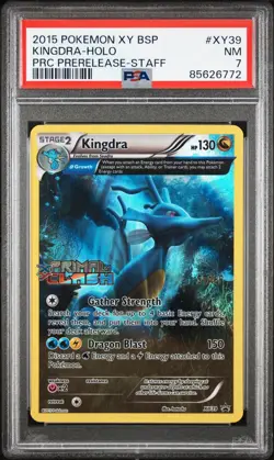 2015 POKEMON XY PROMOS #XY39 KINGDRA PRIMAL CLASH PRERELEASE STAFF PSA 7 LOW POP - Image 1
