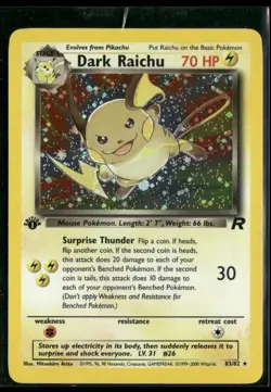 2000 Pokemon Team Rocket Dark Raichu Holo 1st Edition #83 - Image 1