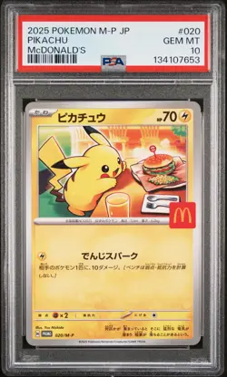 2025 POKEMON JAPANESE M-P PROMO MCDONALD'S #020 PIKACHU PSA 10 - Image 1