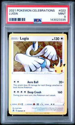 2021 POKEMON CELEBRATIONS #022 LUGIA PSA 9 - Image 1