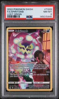 2022 POKEMON SWORD & SHIELD LOST ORIGIN #TG09 FULL ART/SPIRITOMB PSA 8 - Image 1