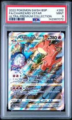 2022 POKEMON SWSH BLACK STAR PROMO #262 FULL ART/CHARIZARD VSTAR PSA 9 - Image 1
