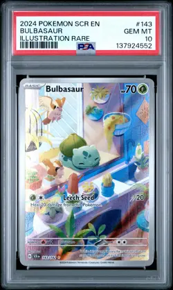 2024 POKEMON SCR EN-STELLAR CROWN ILLUSTRATION RARE #143 BULBASAUR PSA 10 - Image 1