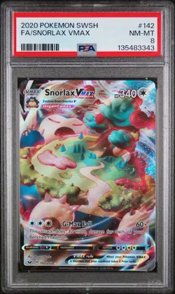 2020 POKEMON SWORD & SHIELD #142 FULL ART/SNORLAX VMAX PSA 8 - Image 1