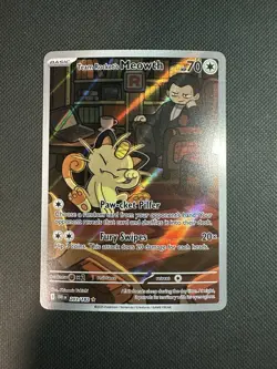 2025 Pokemon Team Rocket's Meowth Illustration Rare 203/182 Destined Rivals VHTF - Image 1