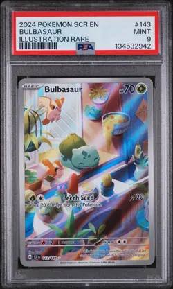 Pokemon Bulbasaur PSA 9 Stellar Crown 143/142 Sv07 SCR En Illustration Rare TCG - Image 1