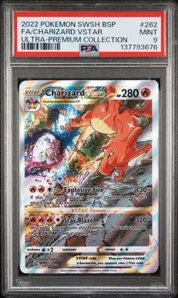 2022 POKEMON SWSH BLACK STAR PROMO #262 FULL ART/CHARIZARD VSTAR PSA 9 - Image 1