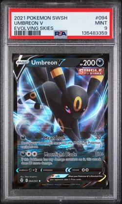 2021 POKEMON SWORD & SHIELD EVOLVING SKIES #094 UMBREON V PSA 9 - Image 1