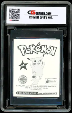 1999 Pokemon Topps Merlin #S10 SPECIAL GLITTER HOLO PRISM Sticker Psyduck CG 10 - Image 2