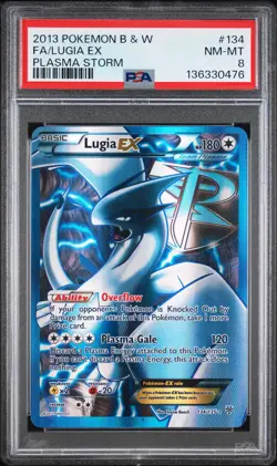 2013 POKEMON BLACK & WHITE PLASMA STORM #134 FULL ART/LUGIA EX PSA 8 - Image 1