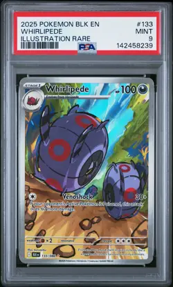 2025 POKEMON BLK EN-BLACK BOLT ILLUSTRATION RARE #133 WHIRLIPEDE PSA 9 - Image 1