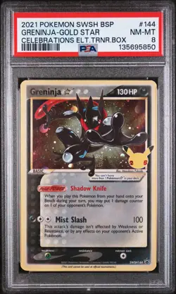 2021 POKEMON SWSH BLACK STAR PROMO #144 GRENINJA-GOLD STAR PSA 8 - Image 1