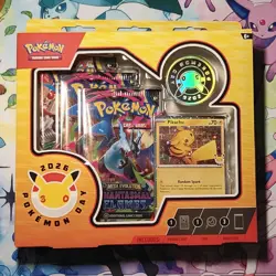 Pokemon TCG Pokemon Day 2026 Box Pikachu Promo Coin 3 Booster Packs - Image 1