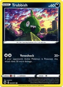 Pokemon TCG Trubbish Champion's Path 043/073 Common NM/M - Image 1