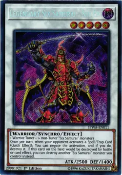 Yugioh Legendary Six Samurai - Shi En SPWA-EN011 Secret Rare 1st Edition NM - Image 1