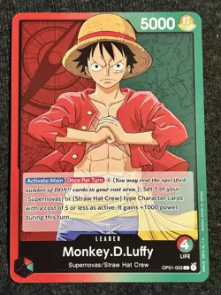PRE ERRATA Monkey.D.Luffy (003) - Romance Dawn (OP01) Leader NM - Image 1