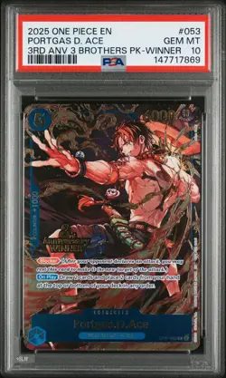 2025 ONE PIECE 3RD ANNIV TOURNAMENT 3 BROTHERS PACK WINNER PORTGAS D. ACE PSA 10 - Image 1