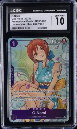 2025 ONE PIECE PROMO UNCOMMON ILLUSTRATION BOX VOL. 1 O-NAMI CGC 10 GEM MINT - Image 1