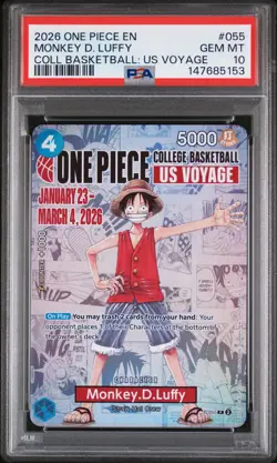 2026 ONE PIECE PROMOS COLLEGE BASKETBALL: US VOYAGE MONKEY D. LUFFY PSA 10 - Image 1
