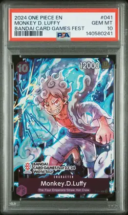 2024 ONE PIECE PROMOS BANDAI CARD GAMES FEST #041 MONKEY D. LUFFY PSA 10 - Image 1