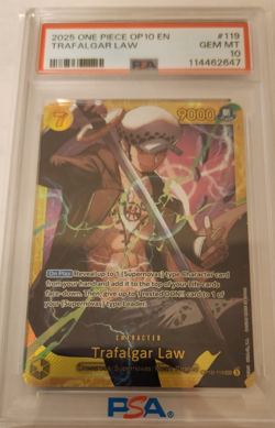 Trafalgar Law 2025 ONE PIECE English OP10 SEC Rare #119 PSA 10 - Image 1