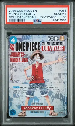 2026 ONE PIECE PROMOS COLLEGE BASKETBALL : US VOYAGE #055 MONKEY D. LUFFY PSA 10 - Image 1