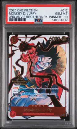 2025 ONE PIECE 3RD ANNIV TOURNAMENT 3 BROTHERS PACK WINNER MONKEY D LUFFY PSA 10 - Image 1