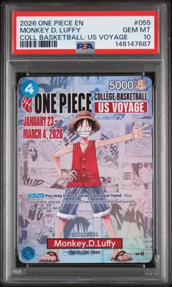 2026 ONE PIECE PROMOS COLLEGE BASKETBALL: US VOYAGE MONKEY D. LUFFY PSA 10 - Image 1