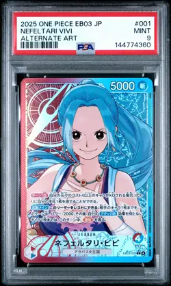 2025 ONE PIECE JAPANESE EB03-HEROINES EDITION ALT ART #001 NEFELTARI VIVI PSA 9 - Image 1