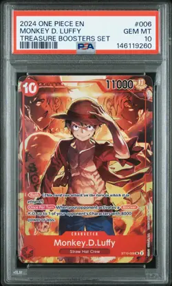 2024 ONE PIECE PROMOS TREASURE BOOSTERS SET #006 MONKEY D. LUFFY PSA 10 - Image 1