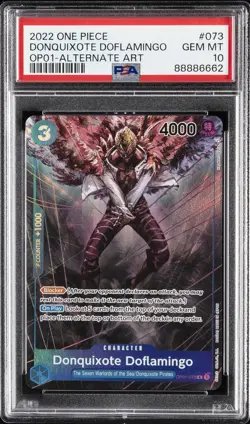2022 ONE PIECE OP01-ROMANCE DAWN ALTERNATE ART #073 DONQUIXOTE DOFLAMINGO PSA 10 - Image 1