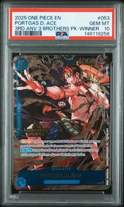 2025 ONE PIECE 3RD ANNIV TOURNAMENT 3 BROTHERS PACK WINNER PORTGAS D. ACE PSA 10 - Image 1