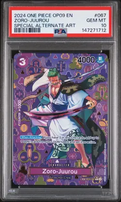 2024 ONE PIECE OP09-EMPERORS IN THE NEW WORLD ALT ART #067 ZORO-JUUROU PSA 10 - Image 1