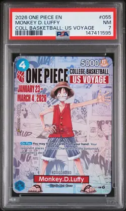 2026 ONE PIECE PROMOS COLLEGE BASKETBALL : US VOYAGE #055 MONKEY D. LUFFY PSA 7 - Image 1