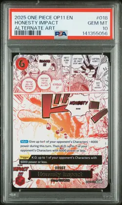 2025 ONE PIECE OP11-A FIST OF DIVINE SPEED ALTERNATE ART HONESTY IMPACT PSA 10 - Image 1