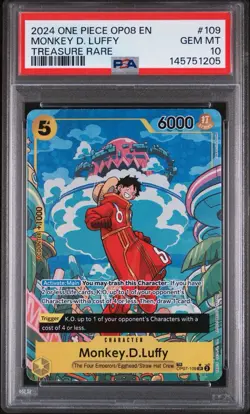 Monkey D. Luffy OP07-109 PSA 10 Treasure Rare One Piece OP08 Two Legends - Image 1