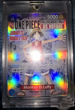 Bandai Monkey.D.Luffy One Piece CCG US Voyage Promo Card College Basketball - Image 1