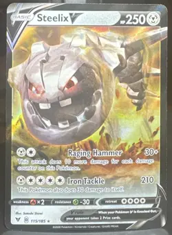 Pokemon TCG Steelix V 115/185 Swsh04 Vivid Voltage Full Art Holo Ultra Rare Card - Image 1