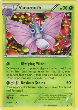 Venomoth 2/119 - Rare Pokemon XY Phantom Forces Card - Image 1