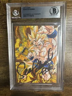 Dragonball Hand Drawn Sketch Art Card Signed Goku Sean Schemmel 1 of 1! Beckett - Image 1