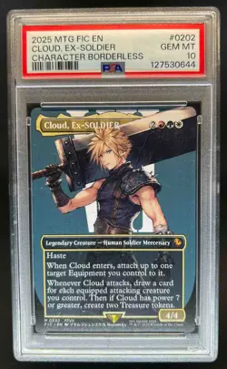 2025 Magic The Gathering Final Fantasy Cloud Ex-SOLDIER BL Commander #202 PSA 10 - Image 1