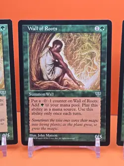 🟢🟢🟢 (4) 1996 MAGIC THE GATHERING WALL OF ROOTS MIRAGE UNPLAYED 🟢🟢🟢 - Image 3