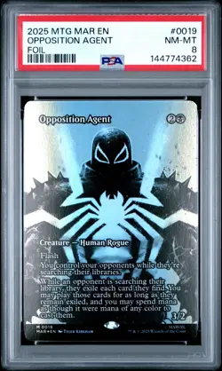 2025 MTG MARVEL'S SPIDER-MAN: SOURCE MAT FOIL #0019 OPPOSITION AGENT PSA 8 - Image 1