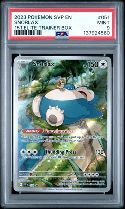2023 POKEMON SVP EN-SV BLACK STAR PROMO 151 ELITE TRAINER BOX #051 SNORLAX PSA 9 - Image 1