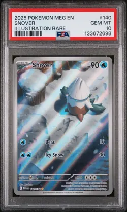 2025 POKEMON MEG EN-MEGA EVOLUTION ILLUSTRATION RARE #140 SNOVER PSA 10 - Image 1